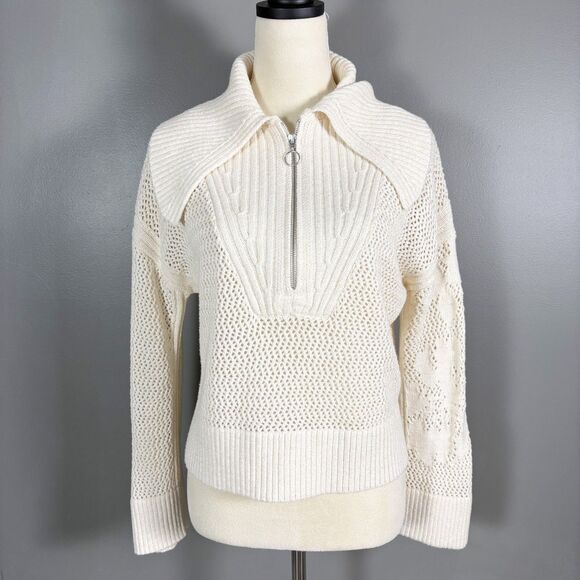 Anthropologie‎ Daily Practice Zip Oversized Sweater XS Fisherman Coastal Sporty - Picture 1 of 8